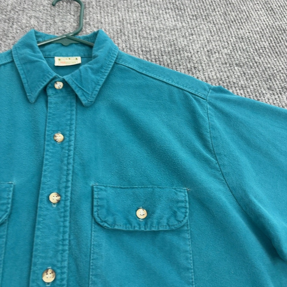 Vtg Five Brother Button Up Shirt Mens L Teal Cotton Flannel Workwear Gorpcore